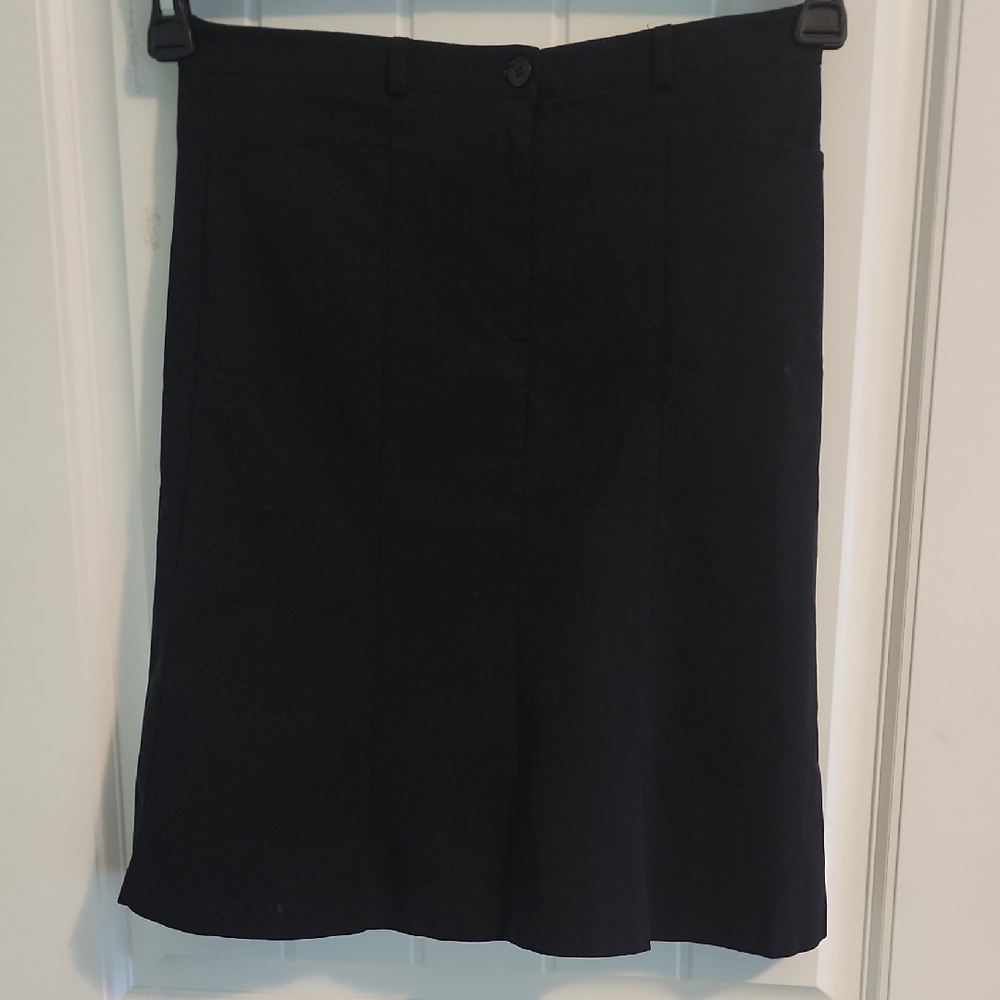Black Knee-Length A-Line Skirt Stretchy (Z33)